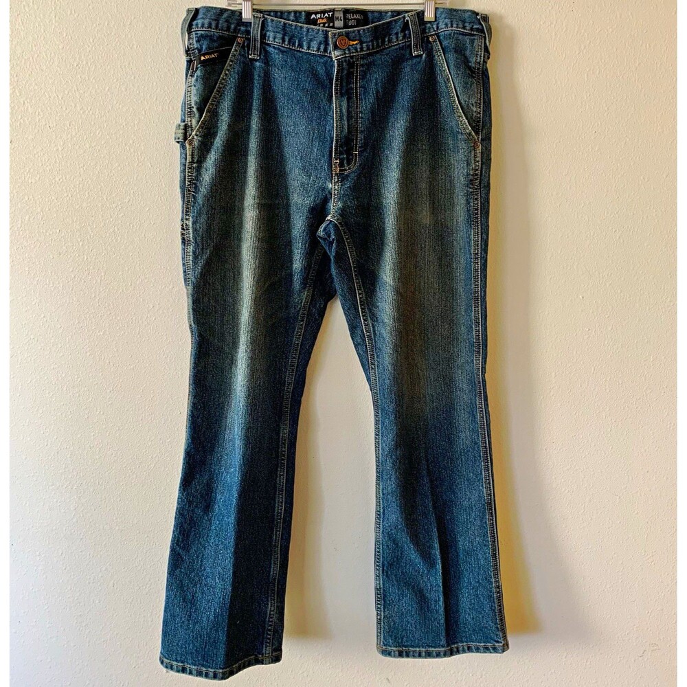 Ariat Rebar M4 Men’s Bootcut Jeans Blue Medium Wash Stretch Denim 5-Pocket 38x32